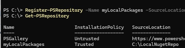 Register-PSRepository создать локальный репозиторий powershell