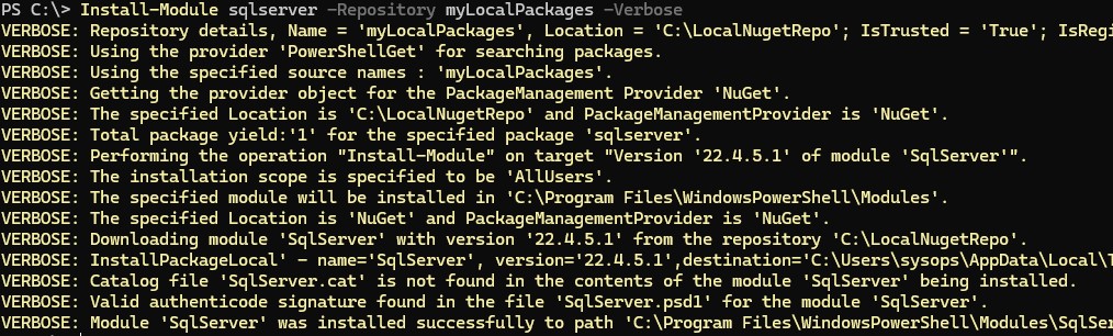 Установить PowerShell модуль из локального репозитория