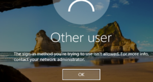 Этот метод входа запрещено использовать windows server 2019