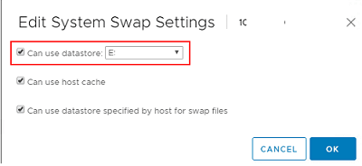 задать swap файл в vmware esxi