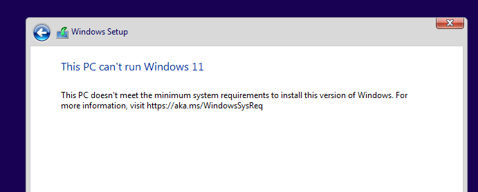 Запуск Windows 11 на этом компьютере не возможен. Этот компьютер не соответствует минимальным требованиям к системе для установки этой версии Windows