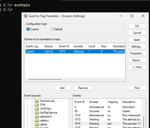 Evntwin отправка событий windows через snmp trap