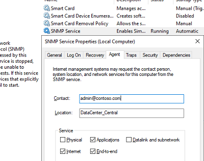Базовые настройки службы SNMP в Windows