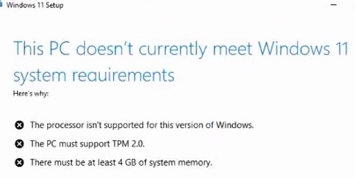 компьютер не соотвествет минимальным системным требованиям windows 11