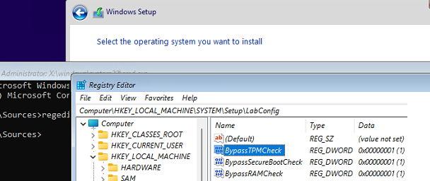 LabConfig в Windows 11, пропусктить проверку TPM при установке - BypassTPMCheck 