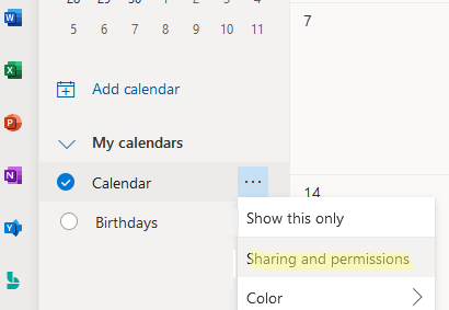 настроить общий доступ к календарю