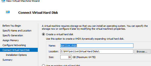 создать vhdx диск для виртуальной машину hyper-V