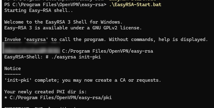 easyrsa init-pki инициализация pki для openvpn