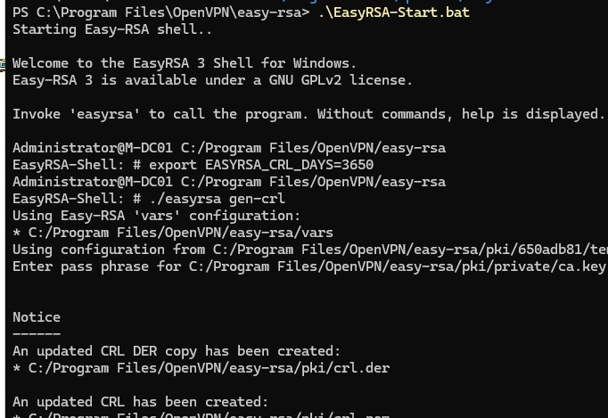 easyrsa отозвать сертфикат клиента