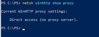 не используется WinHTTP прокси сервер для подключения к интернету
