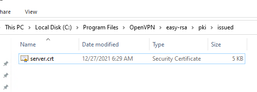 сертификат сервера openvpn