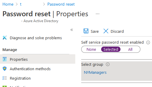 Включить Self-Service Password Reset для самостоятельного сброса паролей пользователями azure