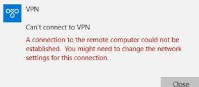 Windows 10 ошибка VPN: Не удается подключиться к удаленному компьютеру. Возможно, потребуется изменение сетевых параметров соединение