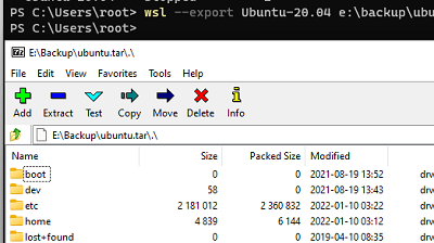 экспорт и перенос файлов WSL на другой диск