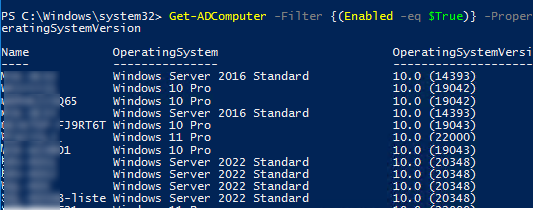 Get-ADComputer - вывести версии компьютеров и серверов Windows в Active Directory