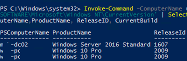 Invoke-Command получить версию Windows на удаленном компьютере