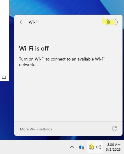 Включить Wi-Fi чеерз панель юыстрого доступа в таскабре Windows Server