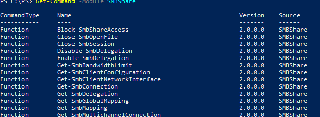 SMBShare - powershell модулья для управления сетевыми папками и SMB сервером в Windows 