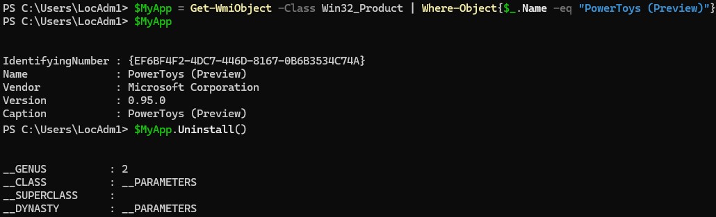Get-CimInstance удалить приложение методом Uninstall