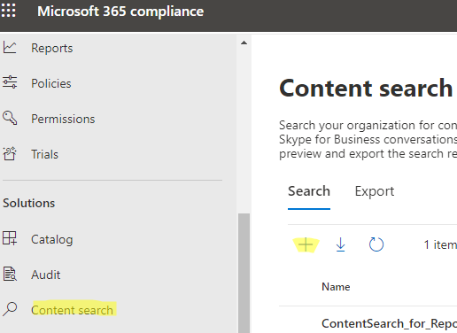 Content Search в Microsoft 365 Compliance Center 