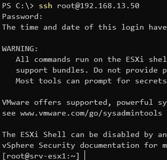 подключиться к серверу esxi по ssh