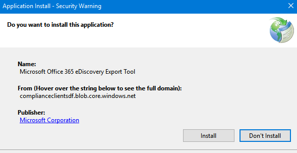 установка расширения Microsoft Office 365 eDiscovery Export Tool