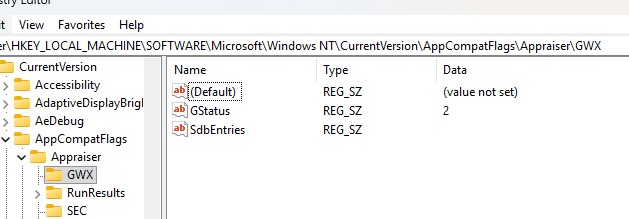 Параметр реестра GStatus safeguard holds