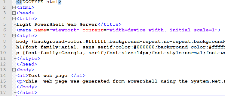 html файл для легкого http веб сервера