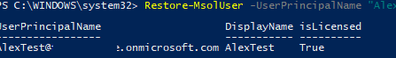 Restore-MsolUser - восстановить удаленного пользователя в Microsoft 365 /Azure