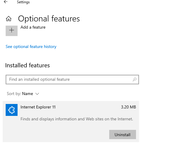 Удалить Internet Explorer 11 через панель управления в Windows 10 и 11