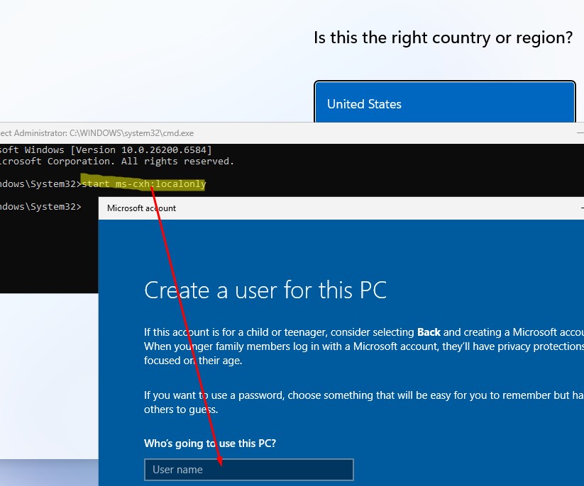 команда start ms-cxh:localonly позволяет создать локальную учетку при установке Windows 11 