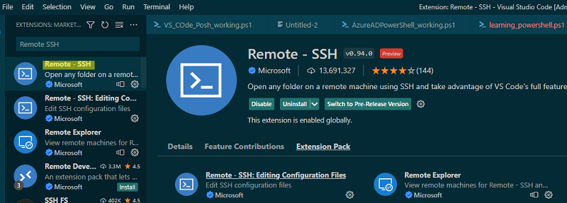 установка плагина Remote SSH в Visual Studio Code