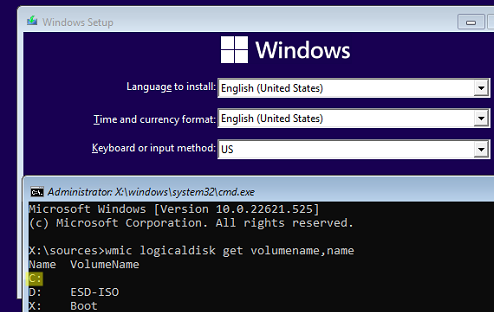 WINPE - определить букву диска Windows