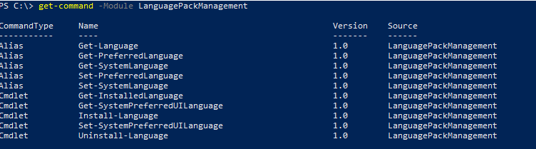 PowerShell модуль LanguagePackManagement в Windows 11