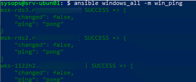 ansible проверить доступность windows хостов через win_ping 
