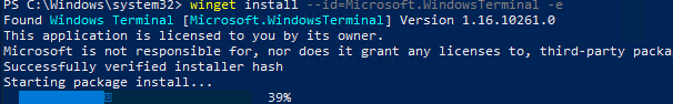 winget установка Microsoft.WindowsTerminal 