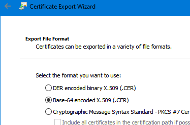 Преобразовать CRT сертификат в формат Base-64 encoded X.509(.CER)
