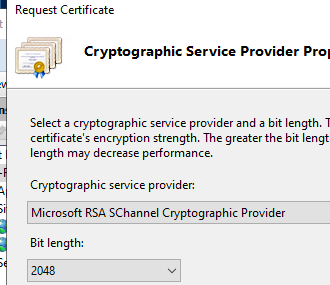 Выбрать три криптопровайдера и длину ключа для сертификата