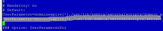добавить UserParameter с проверкой SSL в агент Zabbix