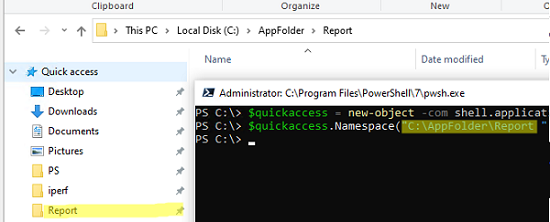 PowerShell - добавить папку в Quick Access