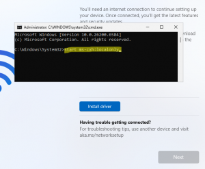 Установка Windows 11 без доступа в Интернет (без подключения к сети