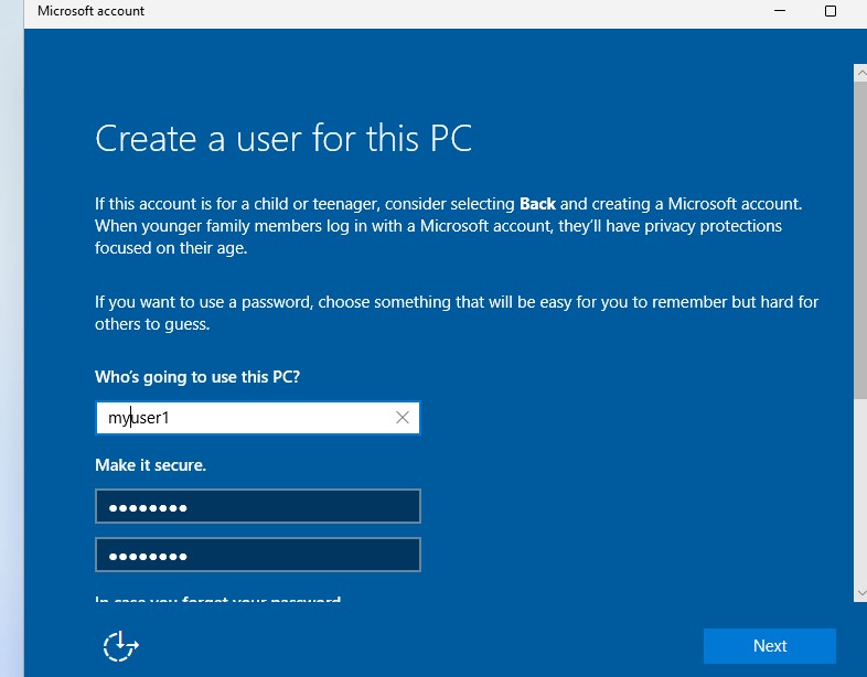 Windows 11 создать локлаьного пользователя на этапе OOBE