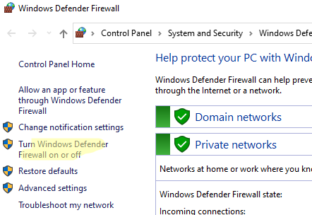 Панель управления Windows Firewall with Advanced Security