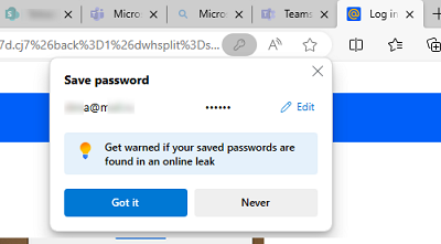 браузер предлагает сохранить пароли