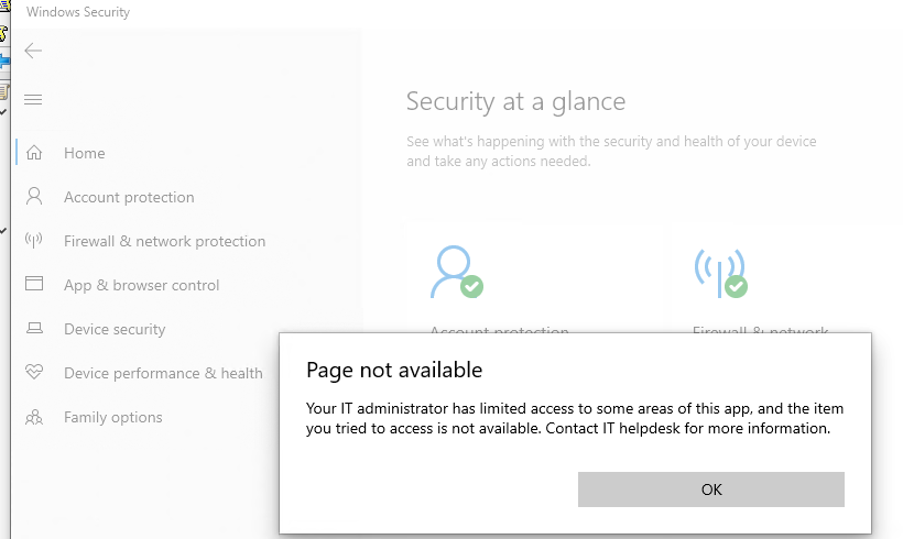 Не открывается настройки антивируса Windows Defedner