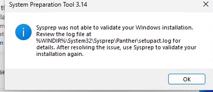 Ошибка Sysprep was not able to validate your Windows installation