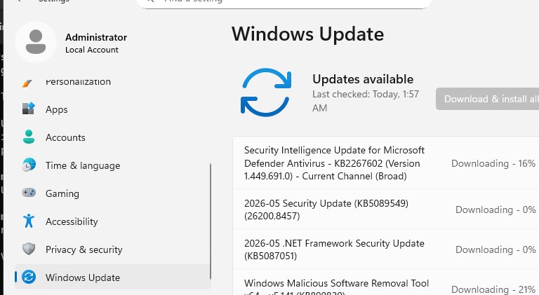 Установка обновлений Windows 11