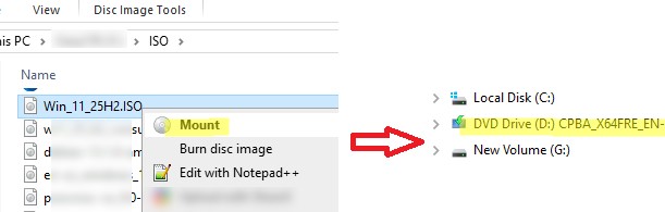Смонтировать ISO образ в windows