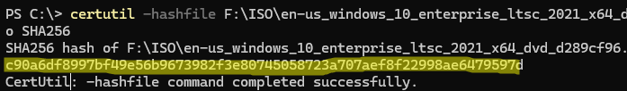 certutil -hashfile SHA256