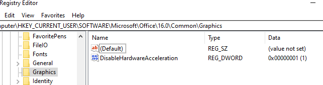 Параметр реестра DisableHardwareAcceleration 